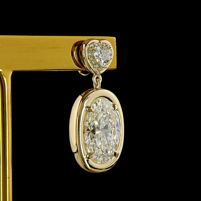 7.55 CTTW Oval Lab Diamond Hanging Earring (F Color and VS1 Clarity)
