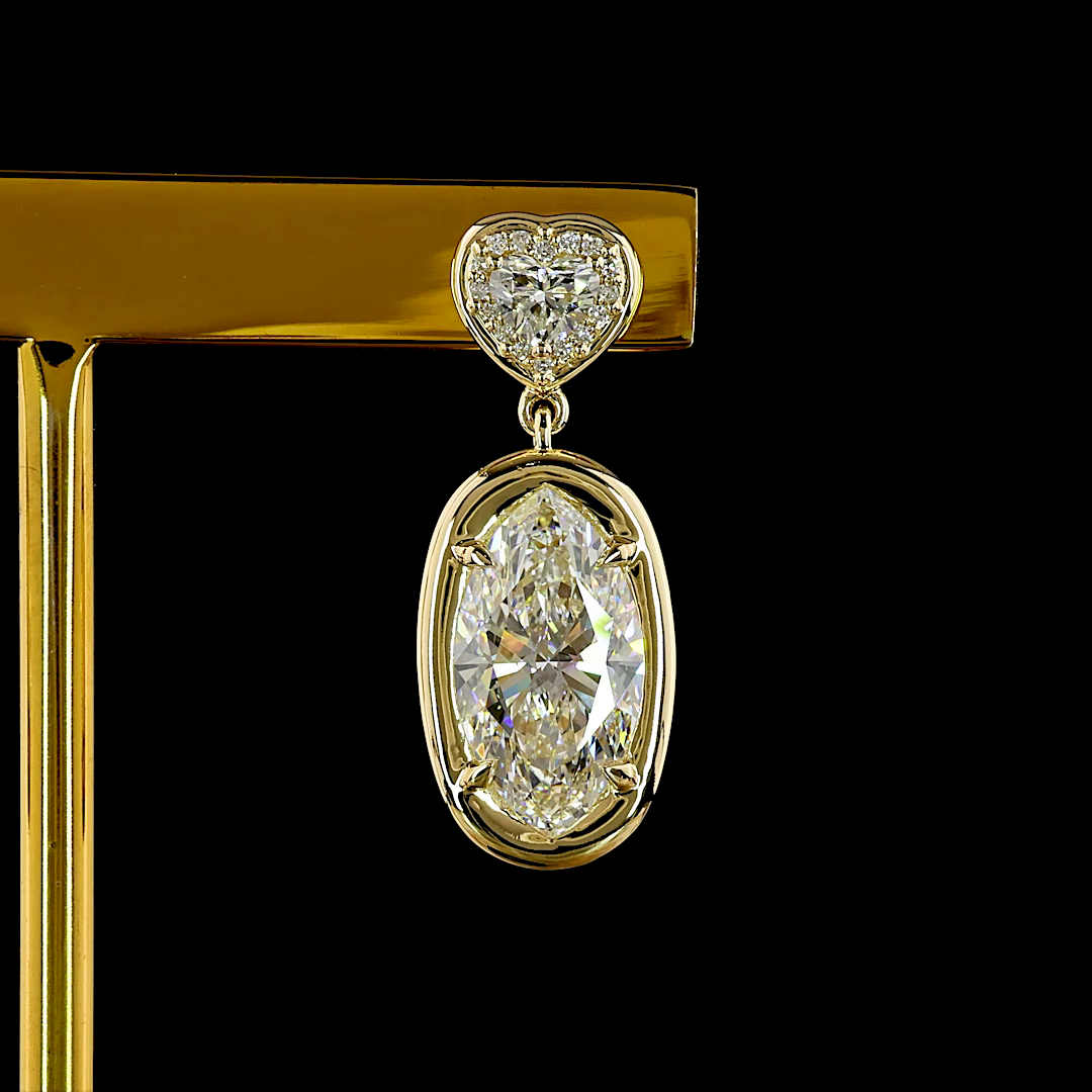5.63 CTTW Marquise Lab Grown Diamond Hanging Earring Size 25.55 (F Color and VS1 Clarity)