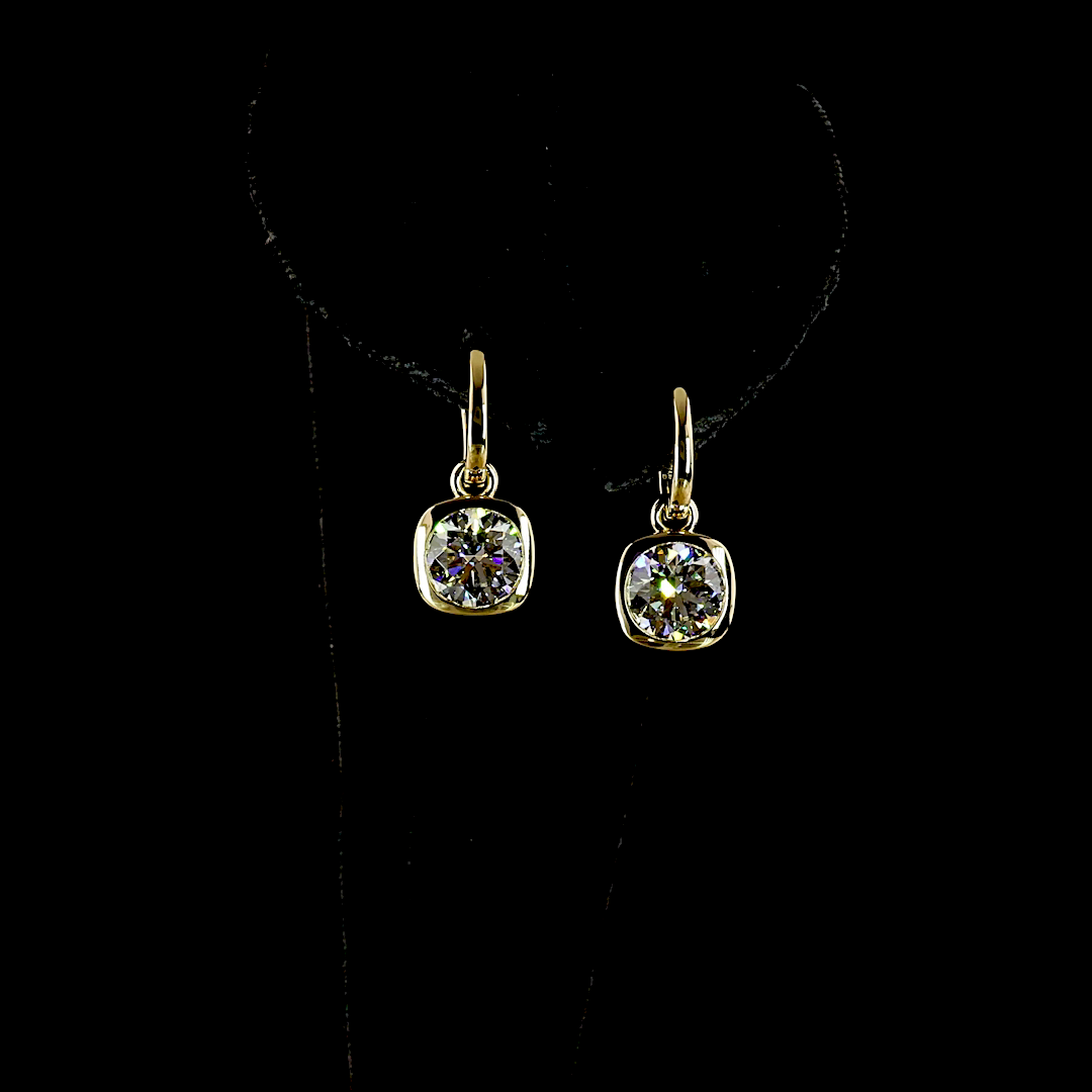 4.02 CTTW Round Lab Diamond Hanging Earring (F Color and VS1 Clarity)