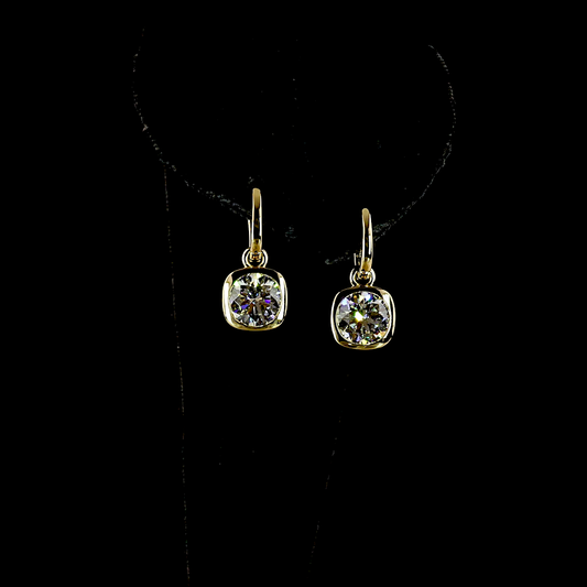 4.02 CTTW Round Lab Diamond Hanging Earring (F Color and VS1 Clarity)