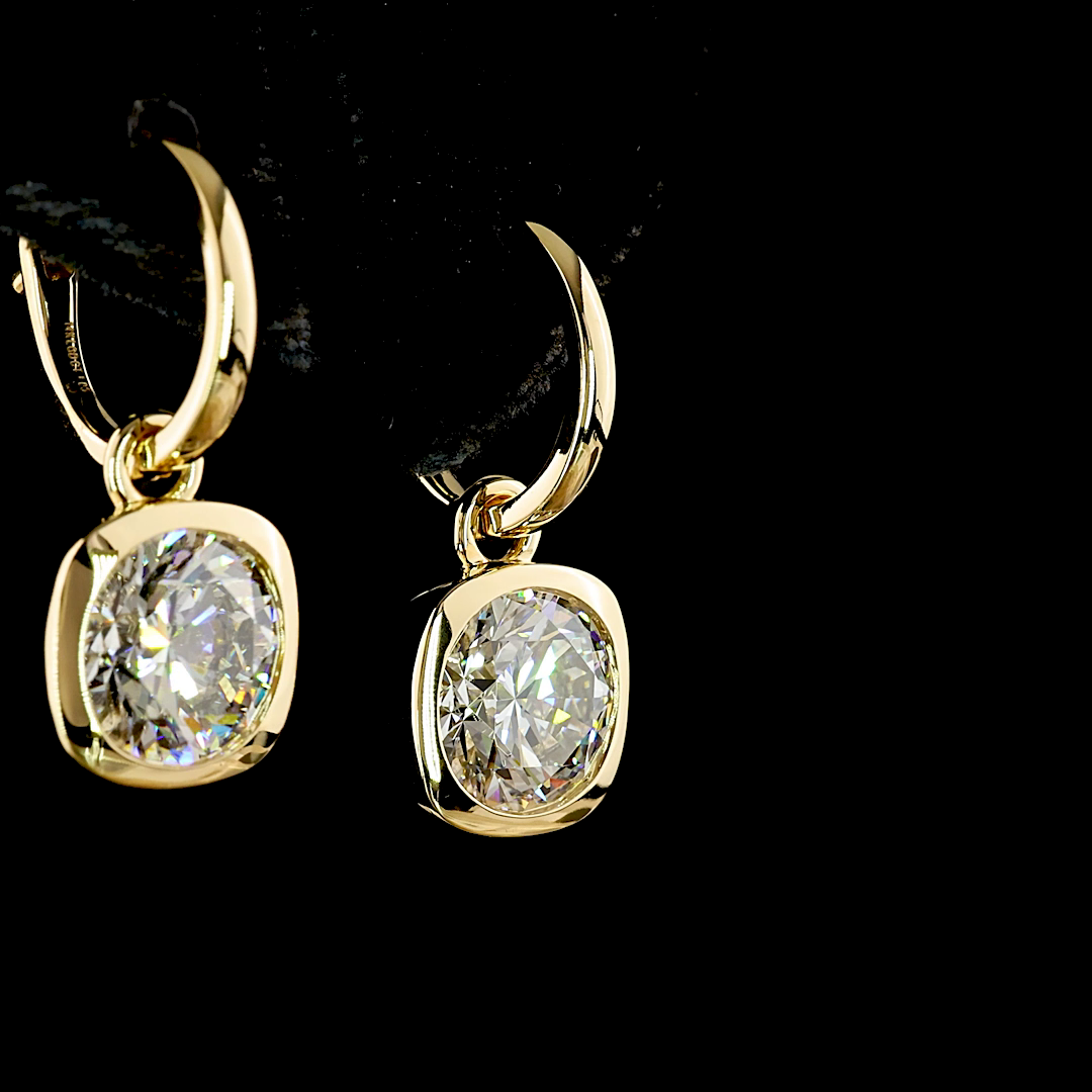 4.02 CTTW Round Lab Diamond Hanging Earring (F Color and VS1 Clarity)