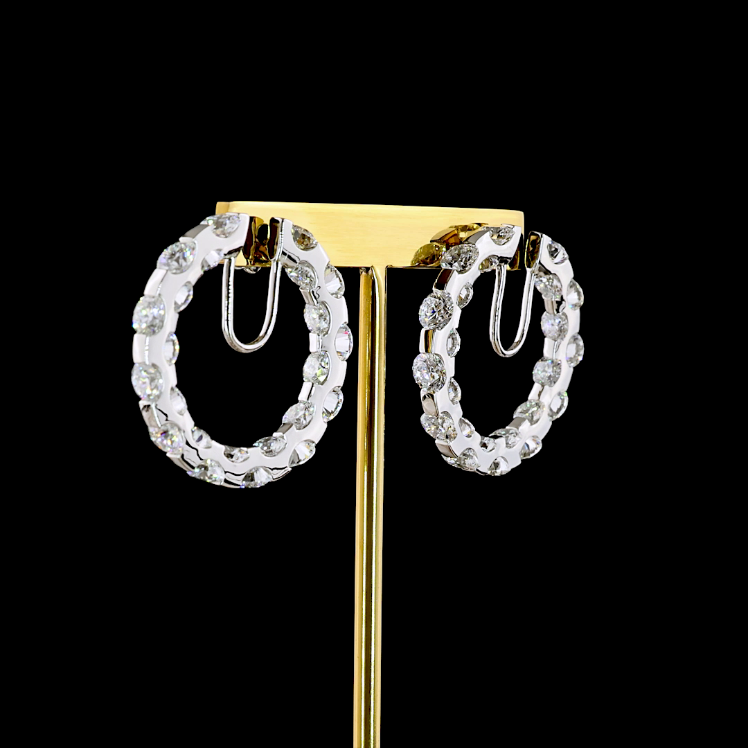 12.25 CTTW Round Lab Diamond Huggies Earring (E Color and VS1 Clarity)