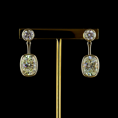 12.47 CTTW Cushion Brilliant Lab Grown Diamond Hanging Earring Size 26.4 (F Color and VVS2 Clarity)