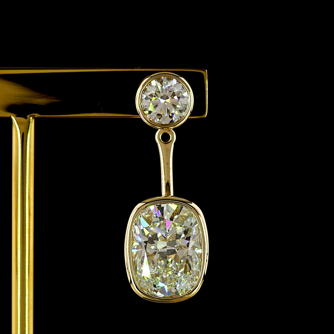 12.47 CTTW Cushion Brilliant Lab Grown Diamond Hanging Earring Size 26.4 (F Color and VVS2 Clarity)