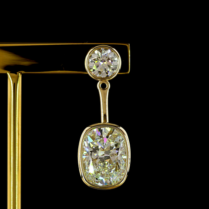 12.47 CTTW Cushion Brilliant Lab Grown Diamond Hanging Earring Size 26.4 (F Color and VVS2 Clarity)