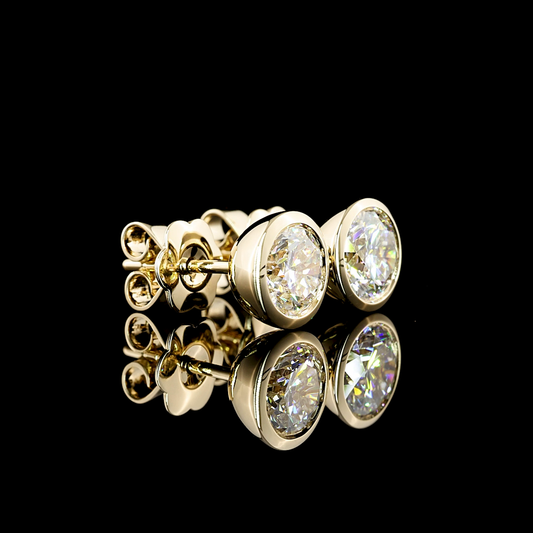 2.02 CTTW Round Lab Diamond Studs Earring 14k Yellow Gold D Color and VS1/VS2/VVS2 Clarity jewelry-spot-usa