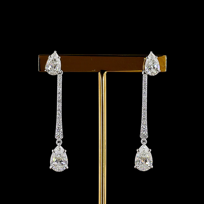 6.13 CTTW Pear Lab Grown Diamond Hanging Earring Size 45 (E Color and VS1 Clarity)