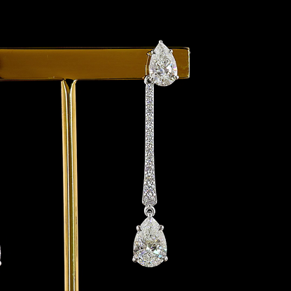 6.13 CTTW Pear Lab Grown Diamond Hanging Earring Size 45 (E Color and VS1 Clarity)