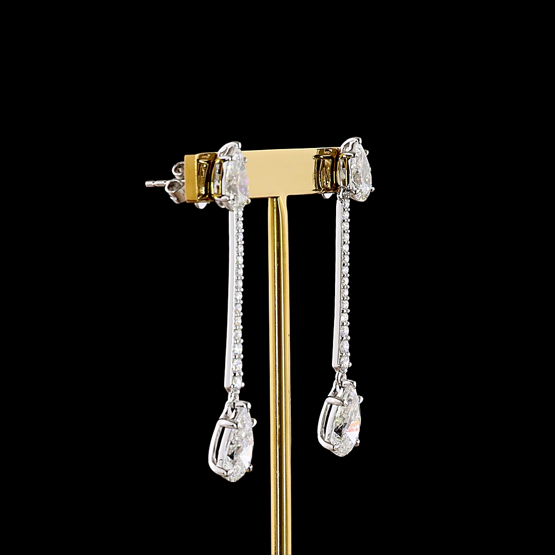 6.13 CTTW Pear Lab Grown Diamond Hanging Earring Size 45 (E Color and VS1 Clarity)
