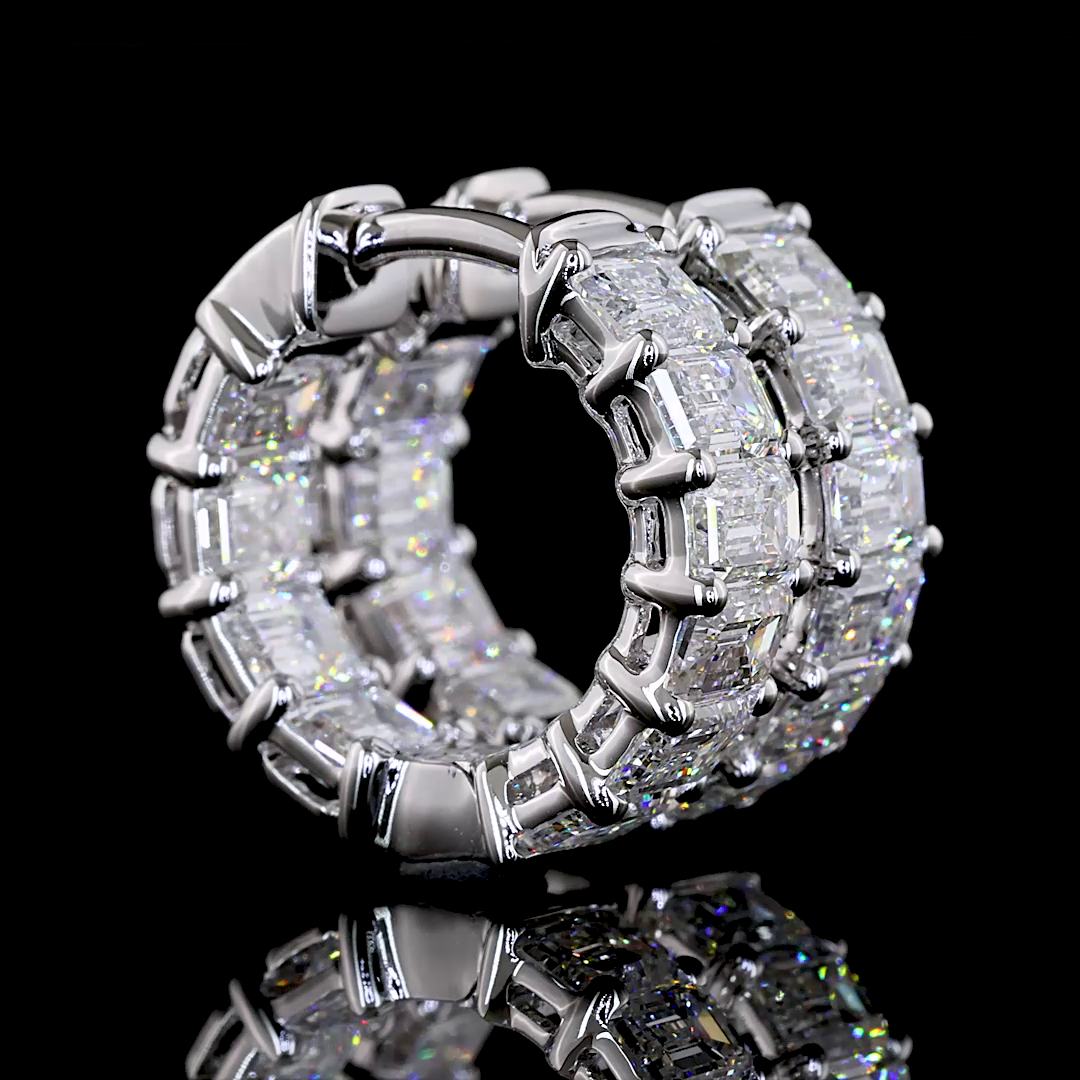 2.96 CTTW Emerald Lab Diamond Huggies Earring (E Color and VS1 Clarity)