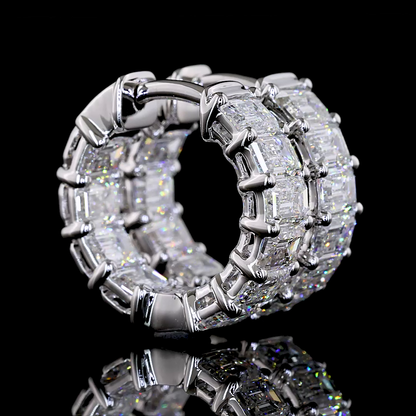 2.96 CTTW Emerald Lab Diamond Huggies Earring (E Color and VS1 Clarity)