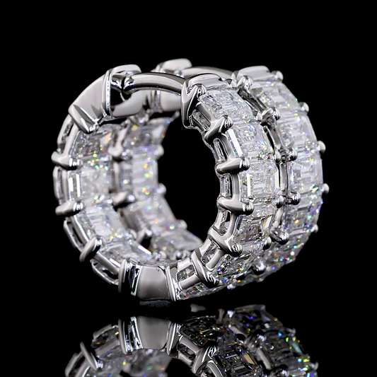 2.96 CTTW Emerald Lab Diamond Huggies Earring (E Color and VS1 Clarity)