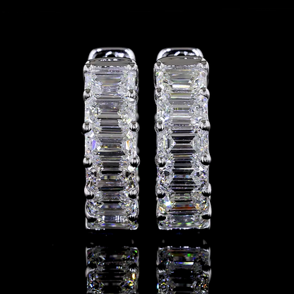 2.96 CTTW Emerald Lab Diamond Huggies Earring (E Color and VS1 Clarity)