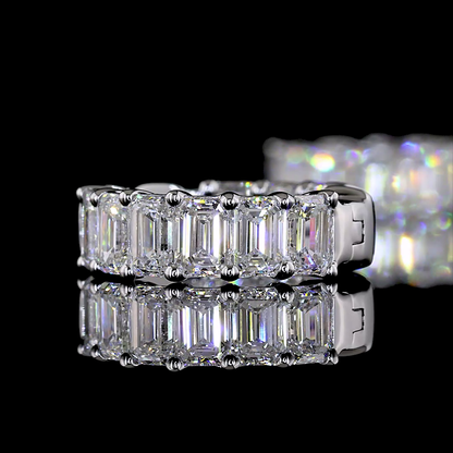 2.96 CTTW Emerald Lab Diamond Huggies Earring (E Color and VS1 Clarity)