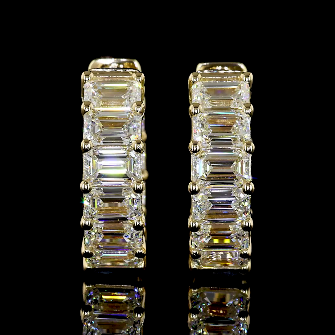 3.05 CTTW Emerald Lab Diamond Huggies Earring (E Color and VS1 Clarity)
