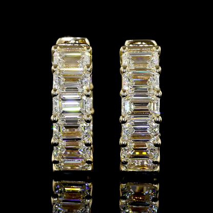 3.05 CTTW Emerald Lab Diamond Huggies Earring (E Color and VS1 Clarity)