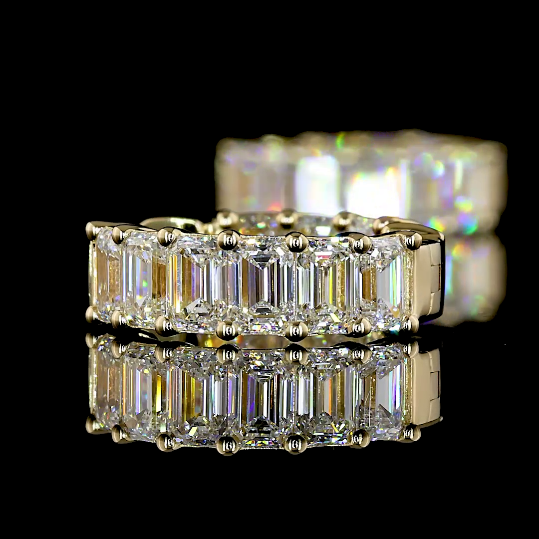 3.05 CTTW Emerald Lab Diamond Huggies Earring (E Color and VS1 Clarity)