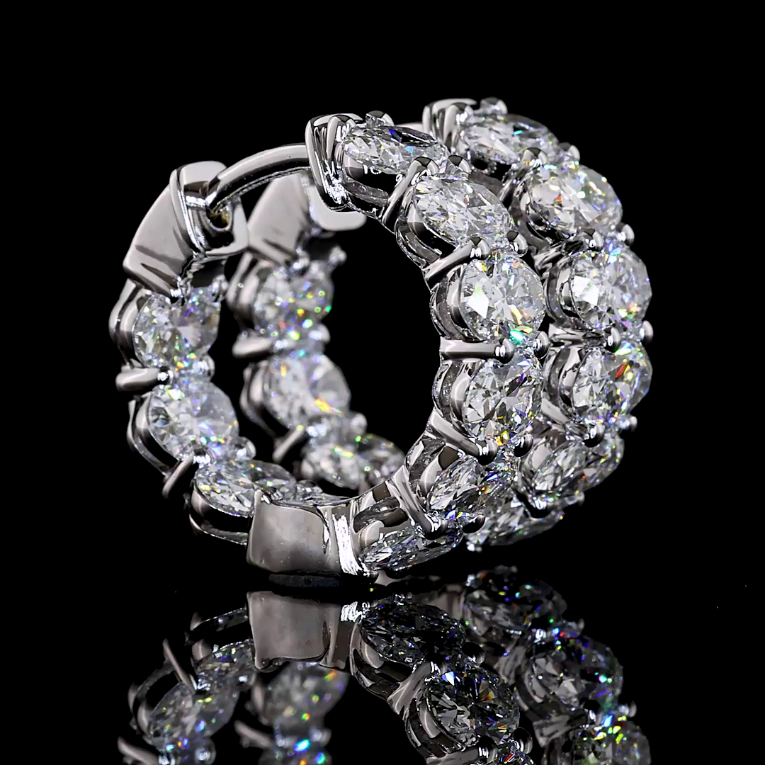 3.53 CTTW Oval Lab Grown Diamond Huggies Earring 15.35mm (E Color and VS1 Clarity)