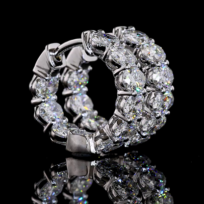 3.53 CTTW Oval Lab Grown Diamond Huggies Earring 15.35mm (E Color and VS1 Clarity)