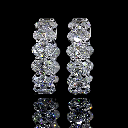 3.53 CTTW Oval Lab Grown Diamond Huggies Earring 15.35mm (E Color and VS1 Clarity)