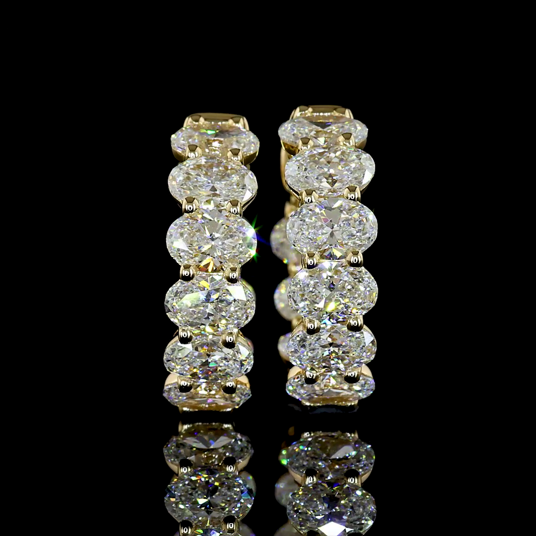 3.56 CTTW Oval Lab Diamond Huggies Earring (E Color and VS1 Clarity)