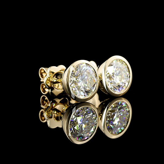 3.02 CTTW Round Lab Diamond Studs Earring 14k Yellow Gold F/D Color and VS1 Clarity jewelry-spot-usa