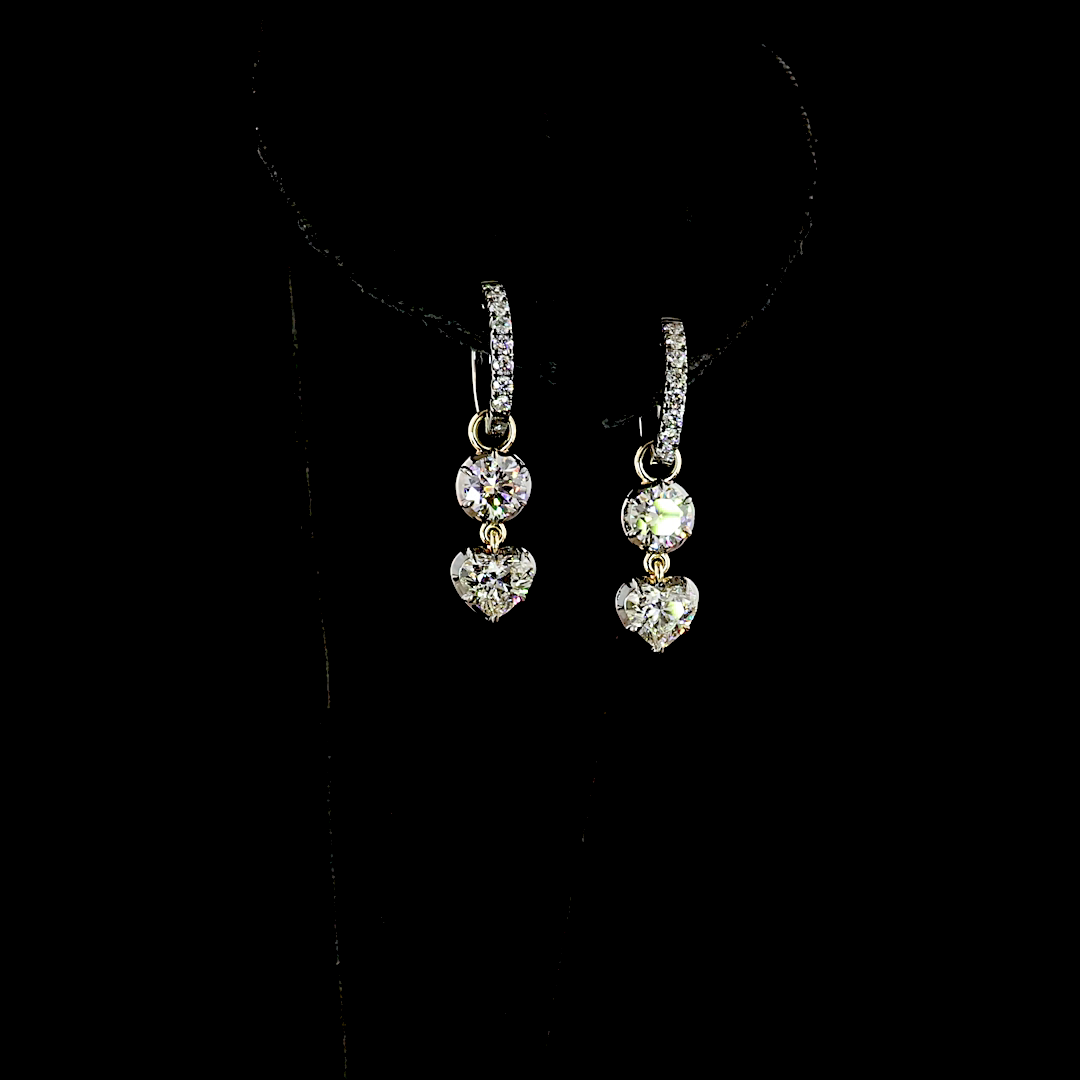 2.47 CTTW Heart Lab Diamond Hanging Earring (E Color and VS1 Clarity)