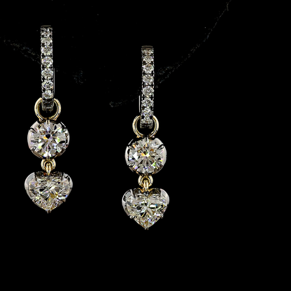2.47 CTTW Heart Lab Diamond Hanging Earring (E Color and VS1 Clarity)