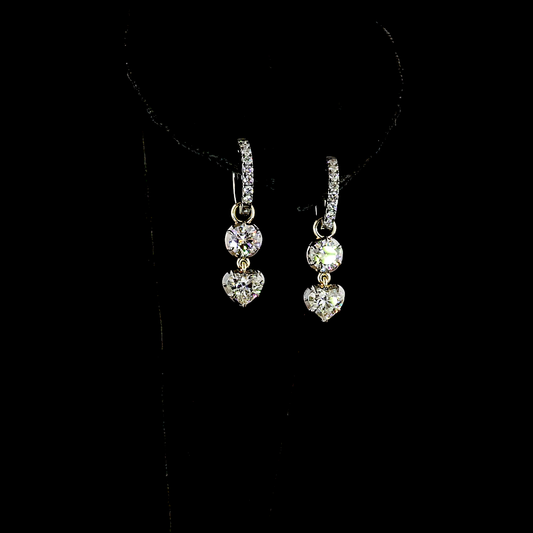 2.51 CTTW Heart Lab Diamond Hanging Earring (E Color and VS1 Clarity)