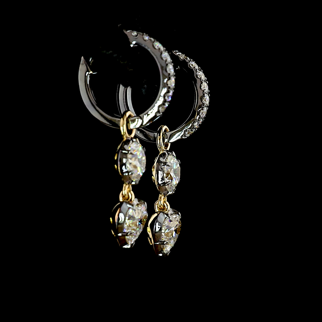 2.51 CTTW Heart Lab Diamond Hanging Earring (E Color and VS1 Clarity)