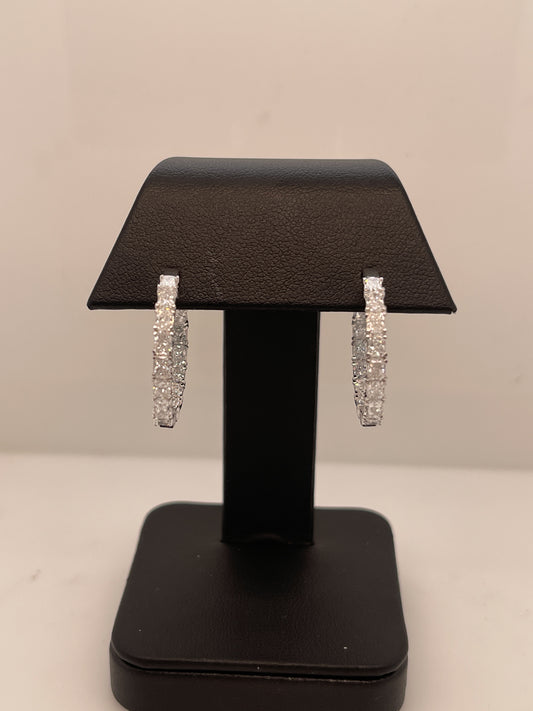 3.48 CTTW Radiant Lab Diamond Hoops Earring (F Color and VS2 Clarity)