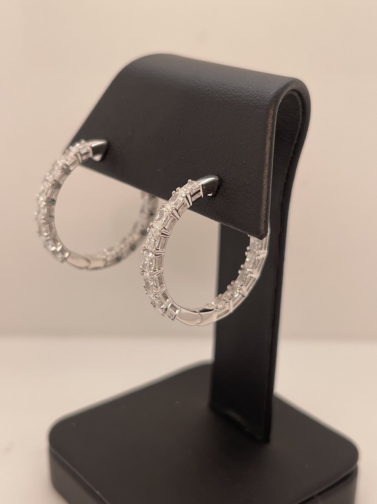 3.48 CTTW Radiant Lab Diamond Hoops Earring 23mm 14k White Gold F Color and VS2 Clarity jewelry-spot-usa