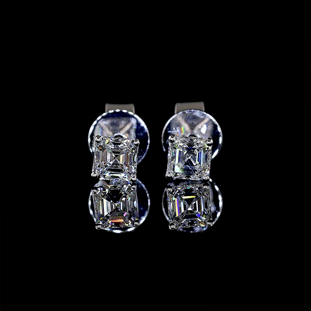 0.55 CTTW Asscher Lab Diamond Studs Earring (E Color and VS1 Clarity)