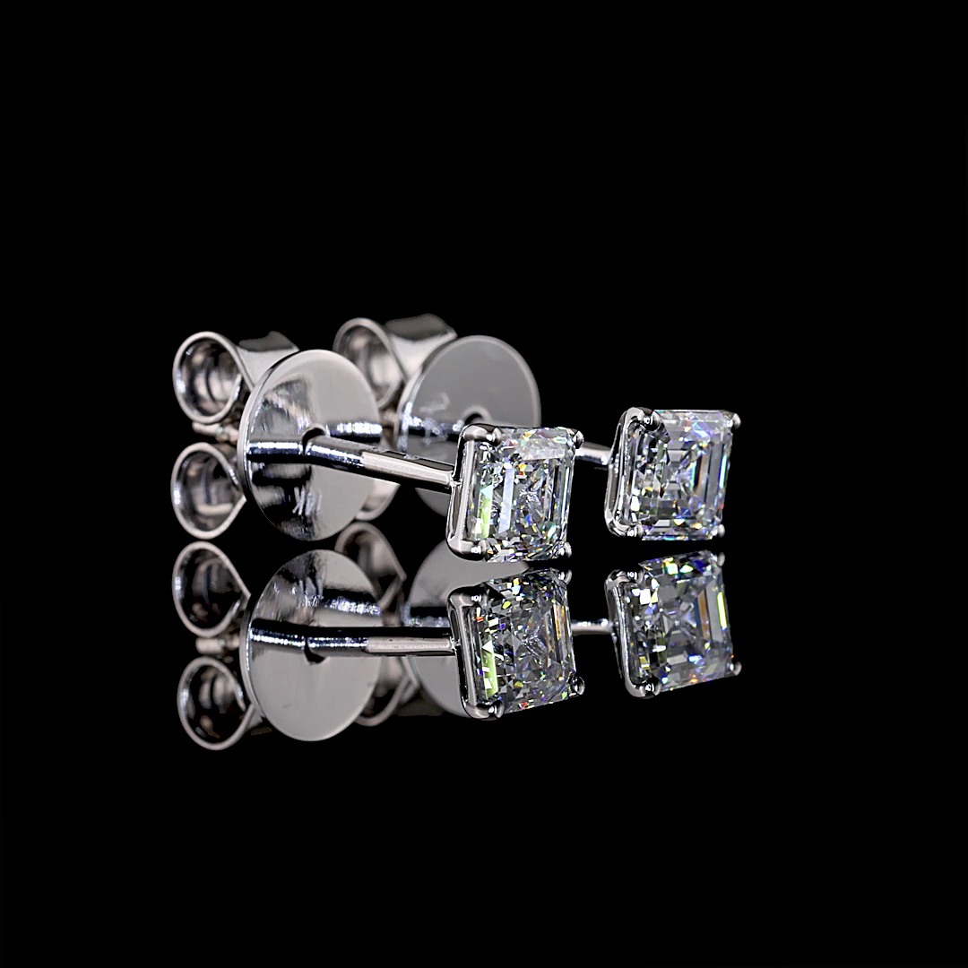 0.55 CTTW Asscher Lab Diamond Studs Earring (E Color and VS1 Clarity)