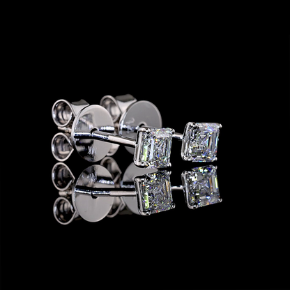 0.55 CTTW Asscher Lab Diamond Studs Earring (E Color and VS1 Clarity)