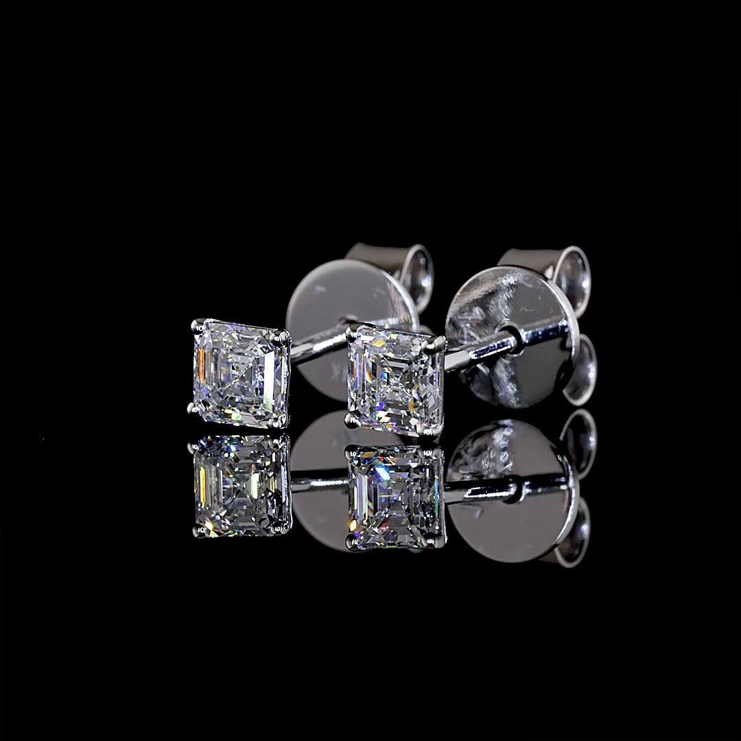0.55 CTTW Asscher Lab Diamond Studs Earring (E Color and VS1 Clarity)