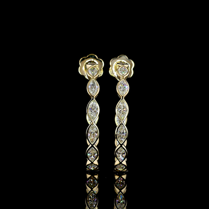3.10 CTTW Marquise Natural Diamond C Hoops Earring Size 30.7 (E Color and SI1 Clarity)