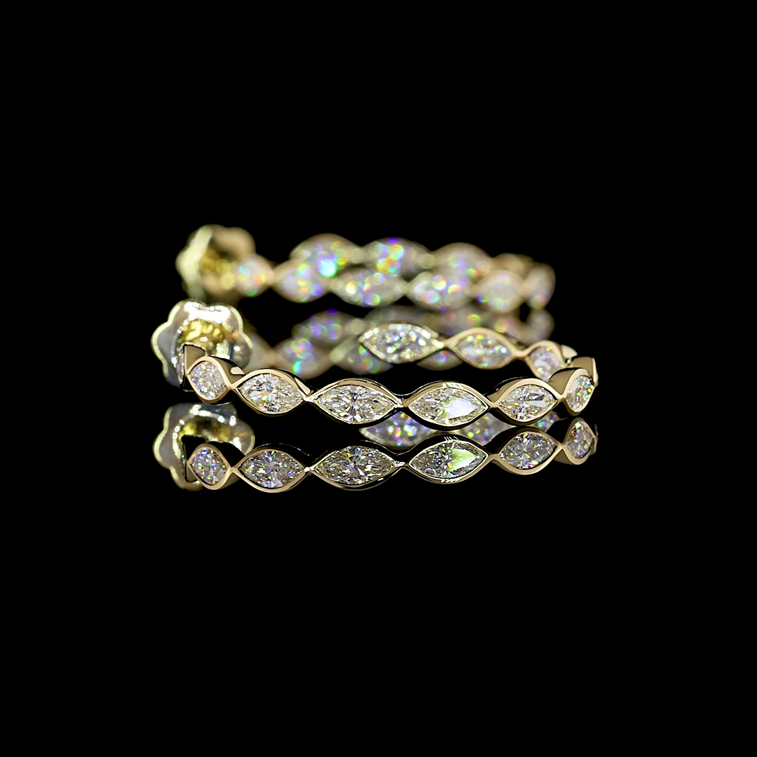 3.10 CTTW Marquise Natural Diamond C Hoops Earring Size 30.7 (E Color and SI1 Clarity)