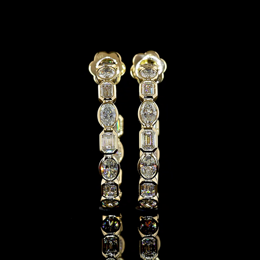 4.68 CTTW MIX Natural Diamond C Hoops Earring Size 30.7 (H Color and SI Clarity)