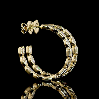 4.68 CTTW MIX Natural Diamond C Hoops Earring Size 30.7 (H Color and SI Clarity)