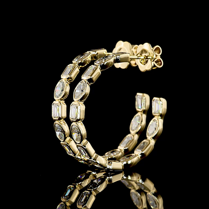 4.68 CTTW MIX Natural Diamond C Hoops Earring Size 30.7 (H Color and SI Clarity)