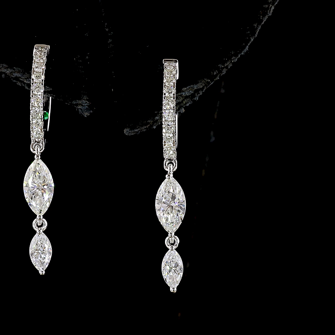 1.07 CTTW Marquise Lab Diamond Hanging Earring (G-H Color and SI1 Clarity)