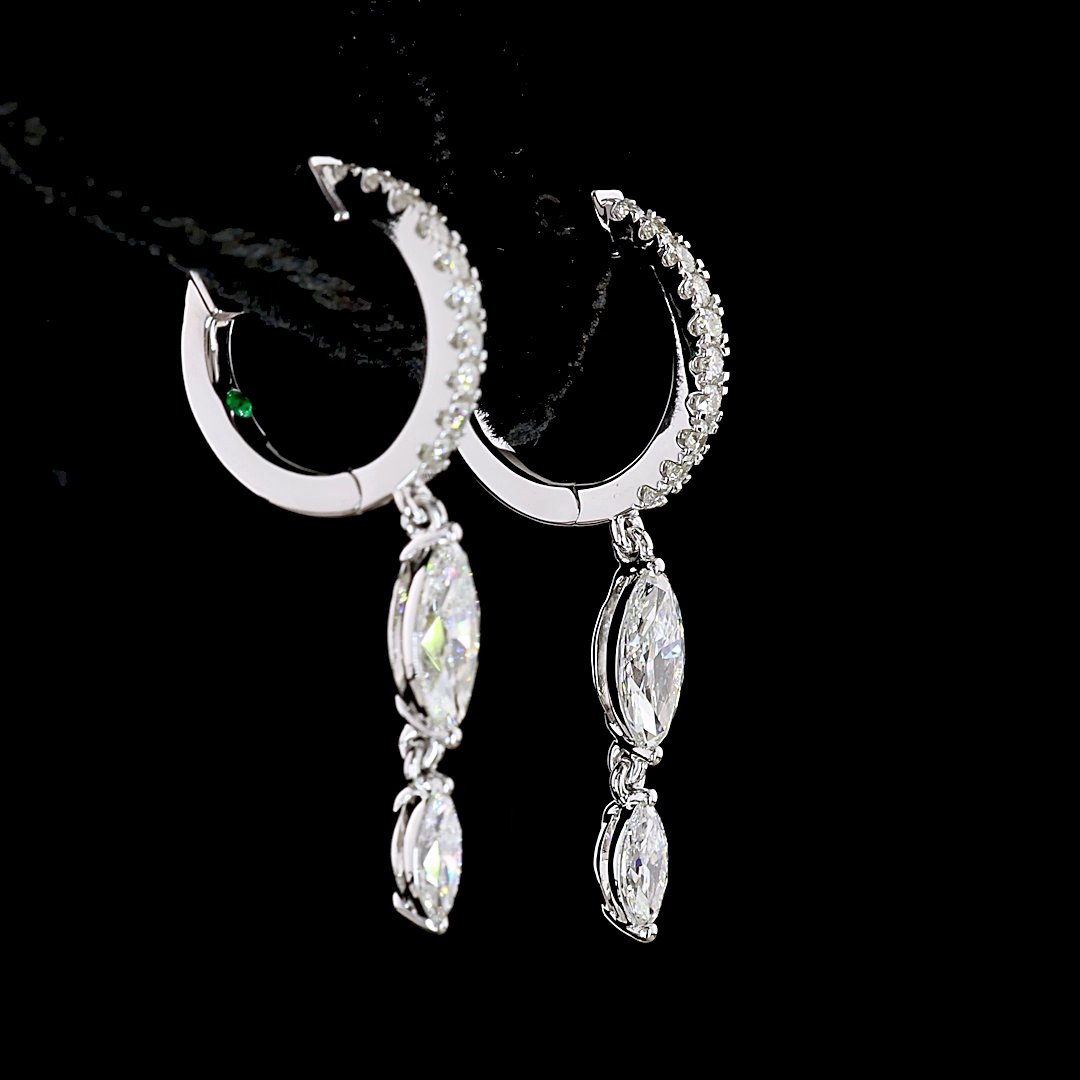 1.07 CTTW Marquise Lab Diamond Hanging Earring (G-H Color and SI1 Clarity)