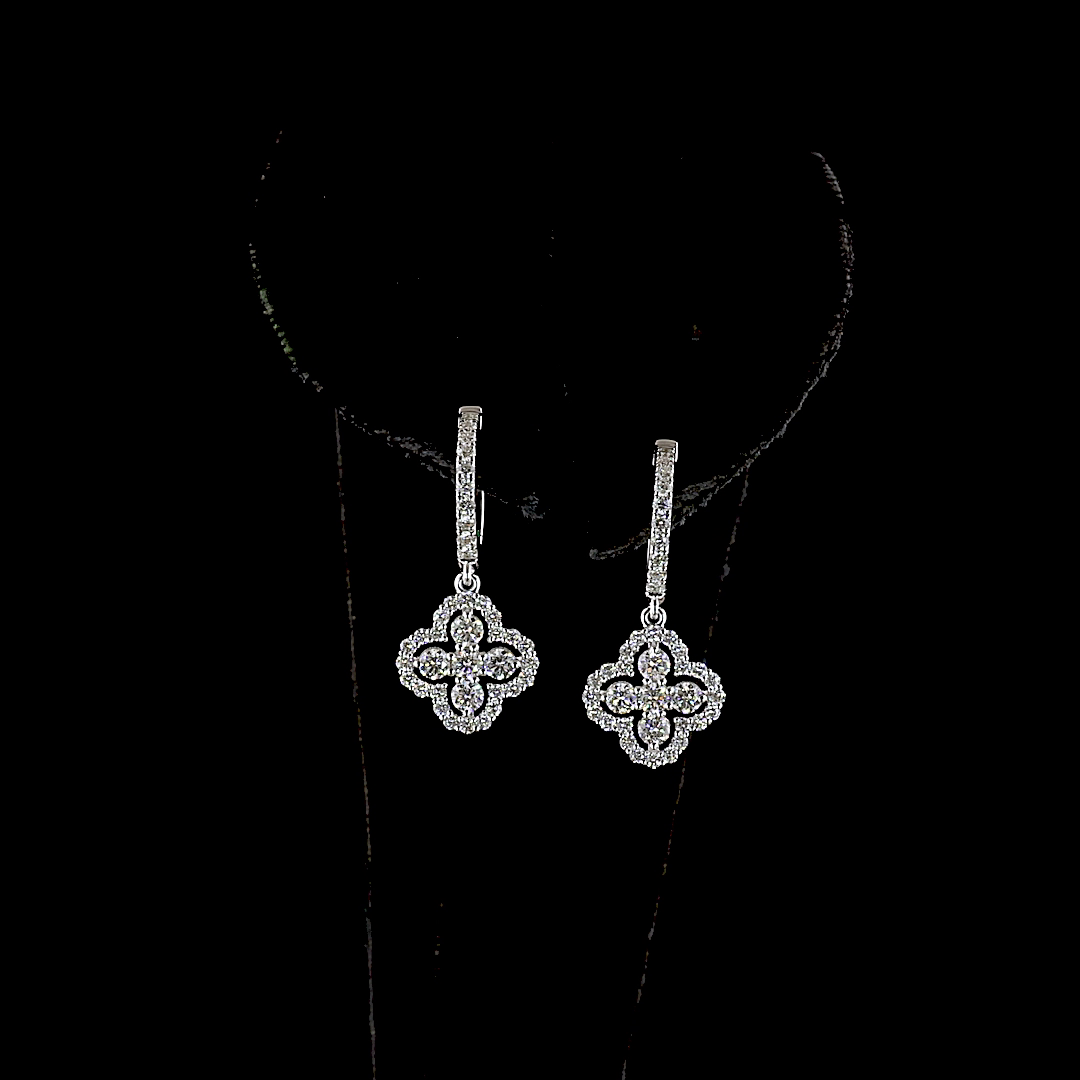 1.05 CTTW Round Lab Diamond Hanging Earring (H/E Color and SI/VS1 Clarity)