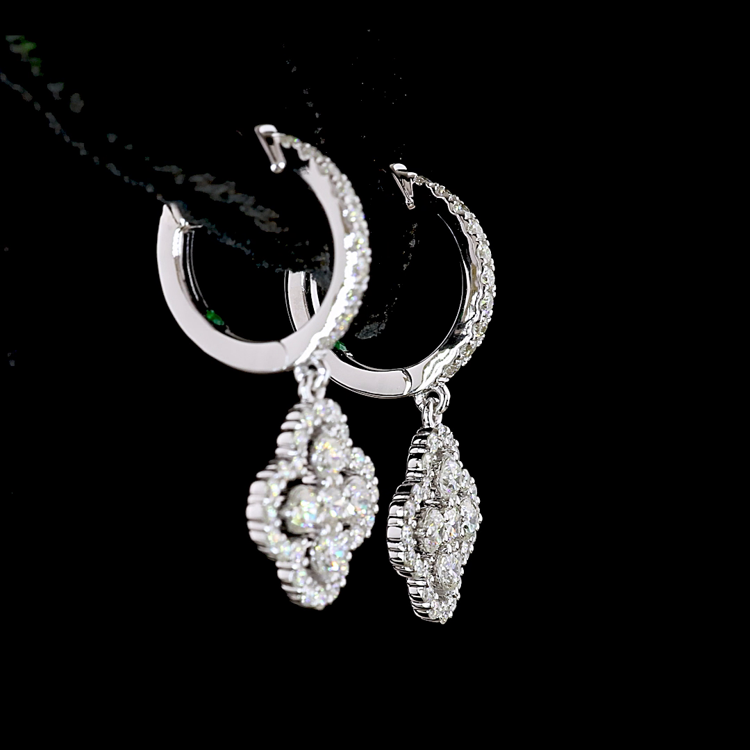 1.05 CTTW Round Lab Diamond Hanging Earring (H/E Color and SI/VS1 Clarity)