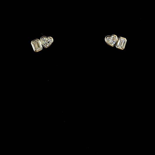 1.83 CTTW Heart Natural Diamond Toi et Moi Earring (E Color and SI1 Clarity)