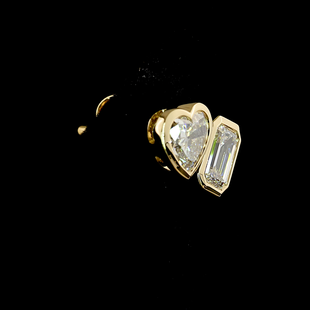 1.83 CTTW Heart Lab Diamond Toi et Moi Earring (E Color and SI1 Clarity)