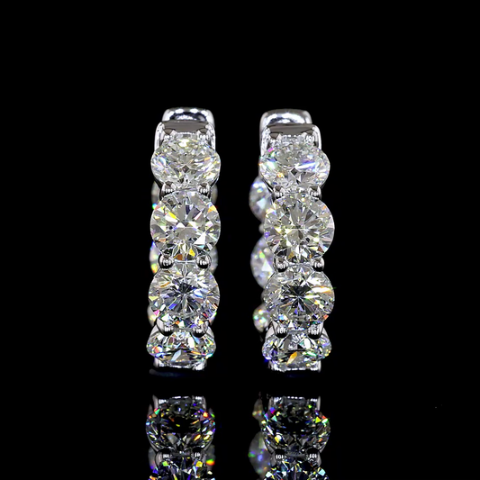 4.14 CTTW Round Natural Diamond Huggies Earring 16.3mm (H Color and SI Clarity)