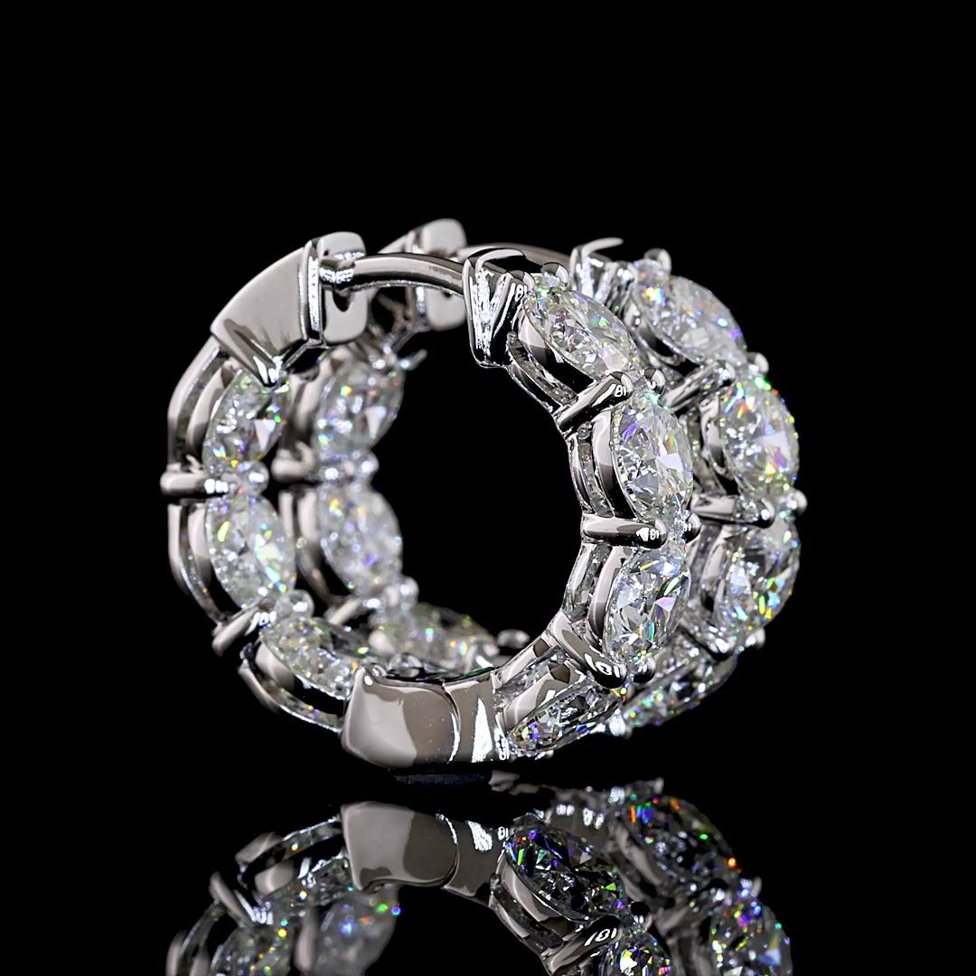 4.14 CTTW Round Natural Diamond Huggies Earring 16.3mm (H Color and SI Clarity)
