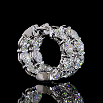 4.14 CTTW Round Natural Diamond Huggies Earring 16.3mm (H Color and SI Clarity)